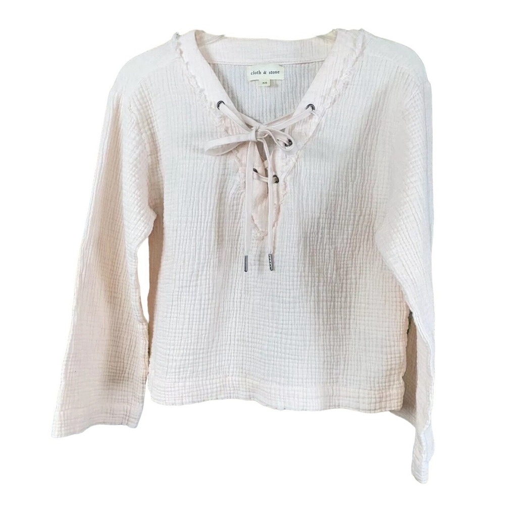 Cloth & Stone Cotton Sz XS Pullover Peach Pink Relaxed Fit Boho Light Weight